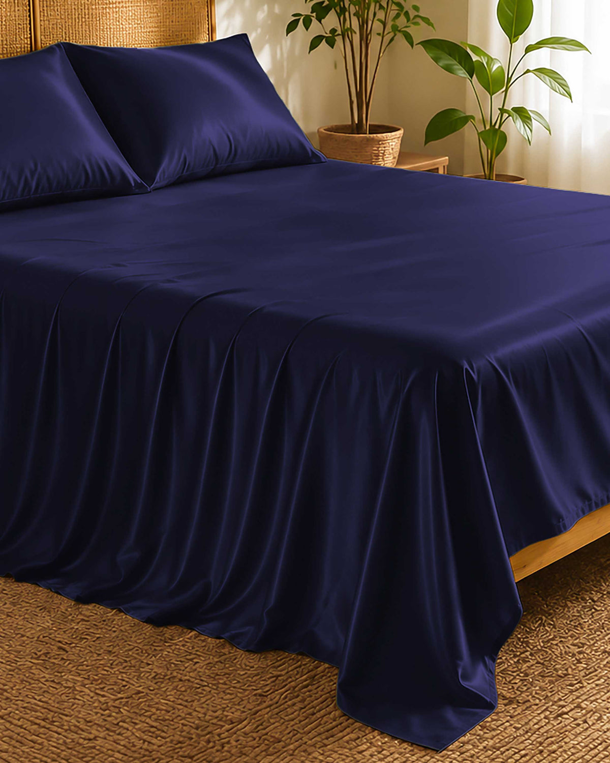 Deep Sapphire Blue Silky Smooth Satin Sheet