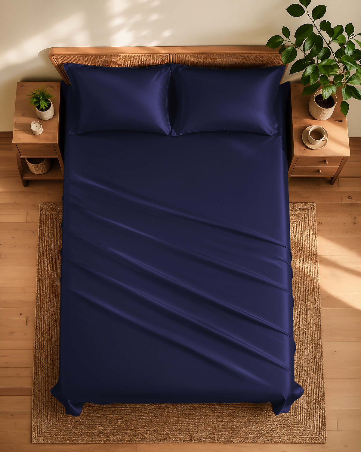 Deep Sapphire Blue Silky Smooth Satin Sheet