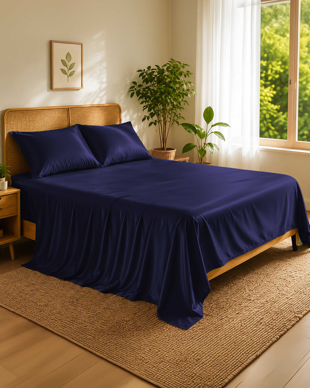 Deep Sapphire Blue Silky Smooth Satin Sheet