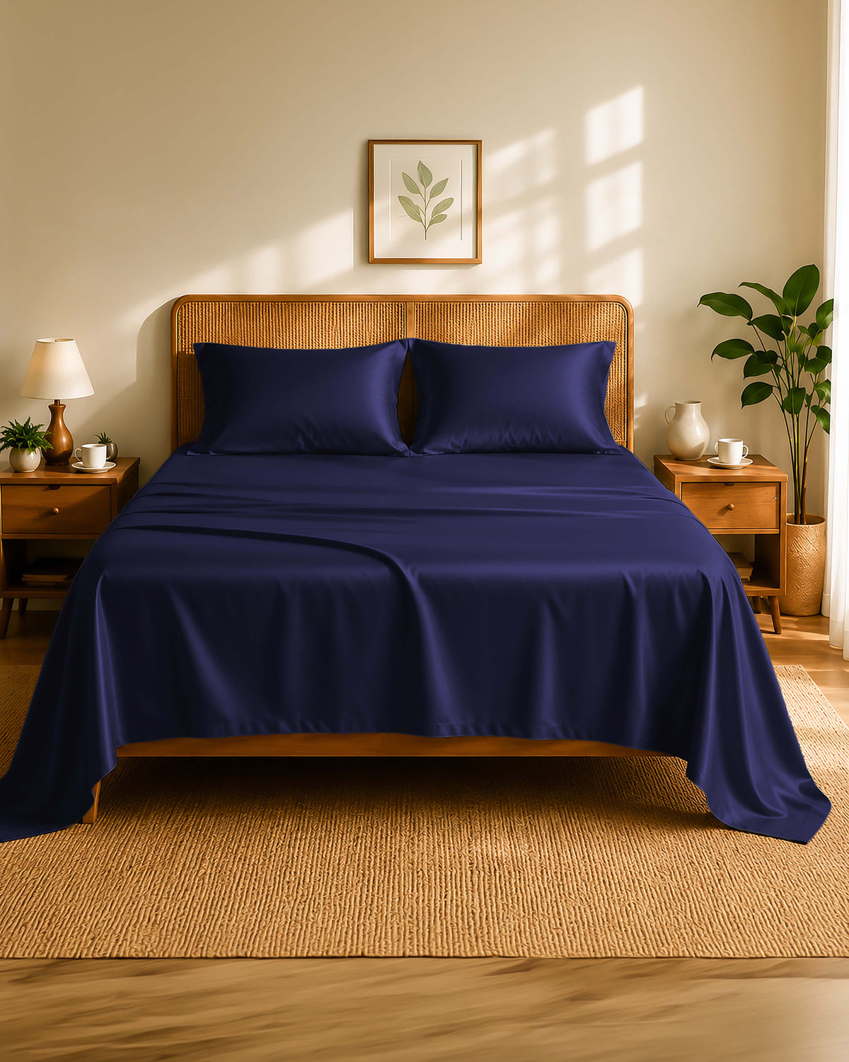 Deep Sapphire Blue Silky Smooth Satin Sheet