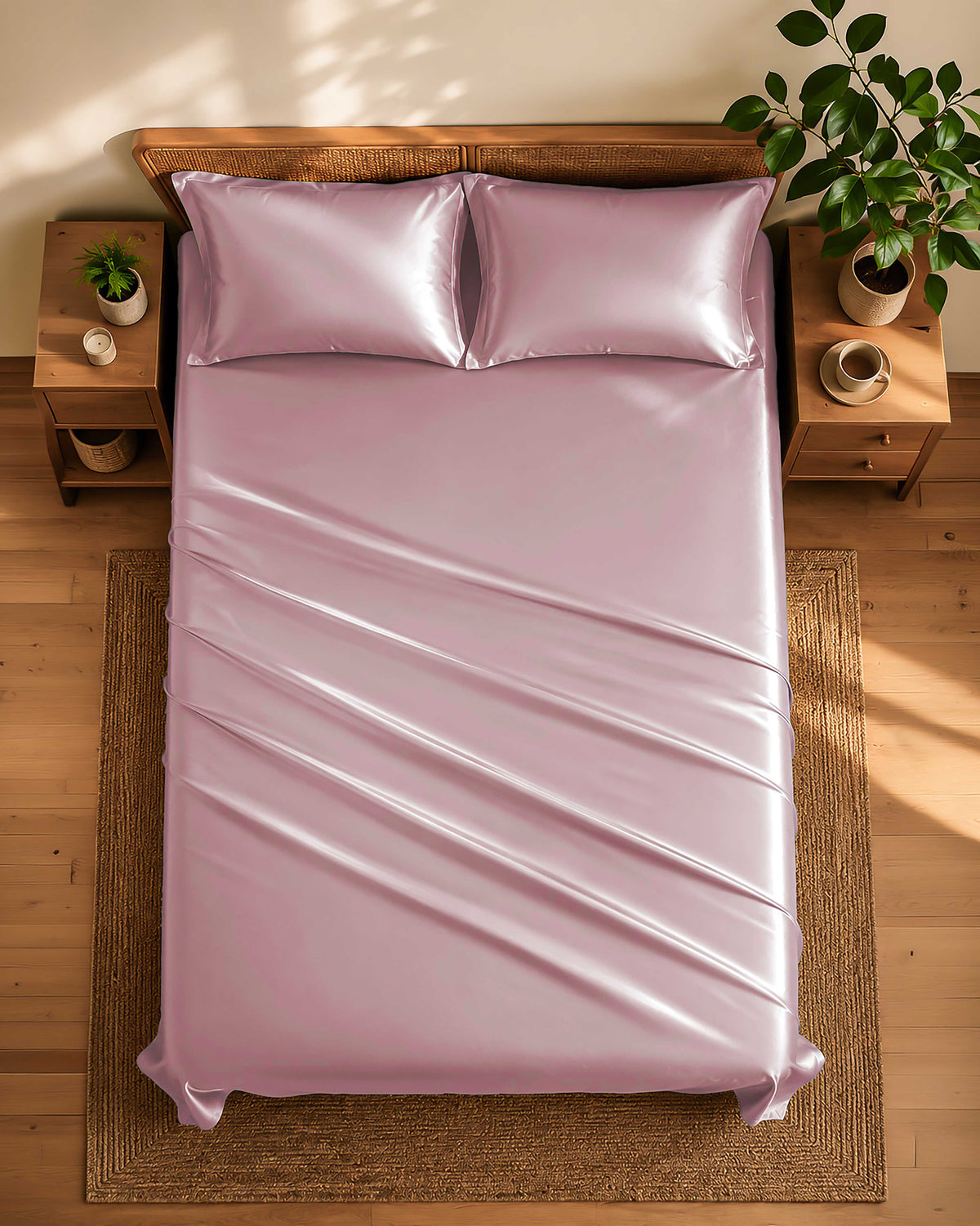Rose Quartz Soft Lilac Satin Bedsheet