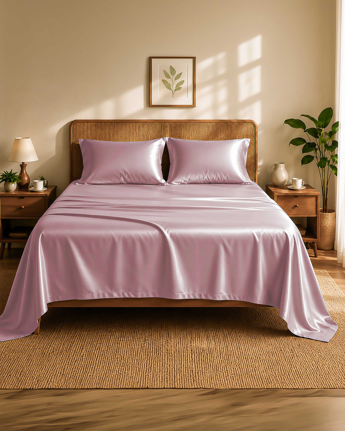 Rose Quartz Soft Lilac Satin Bedsheet