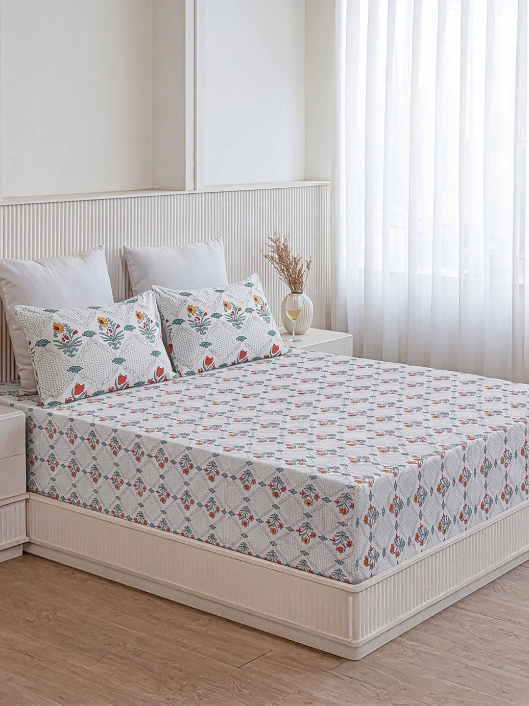 Gulabi Kyari Premium Quality 100% Pure Cotton King Size Bed Sheet