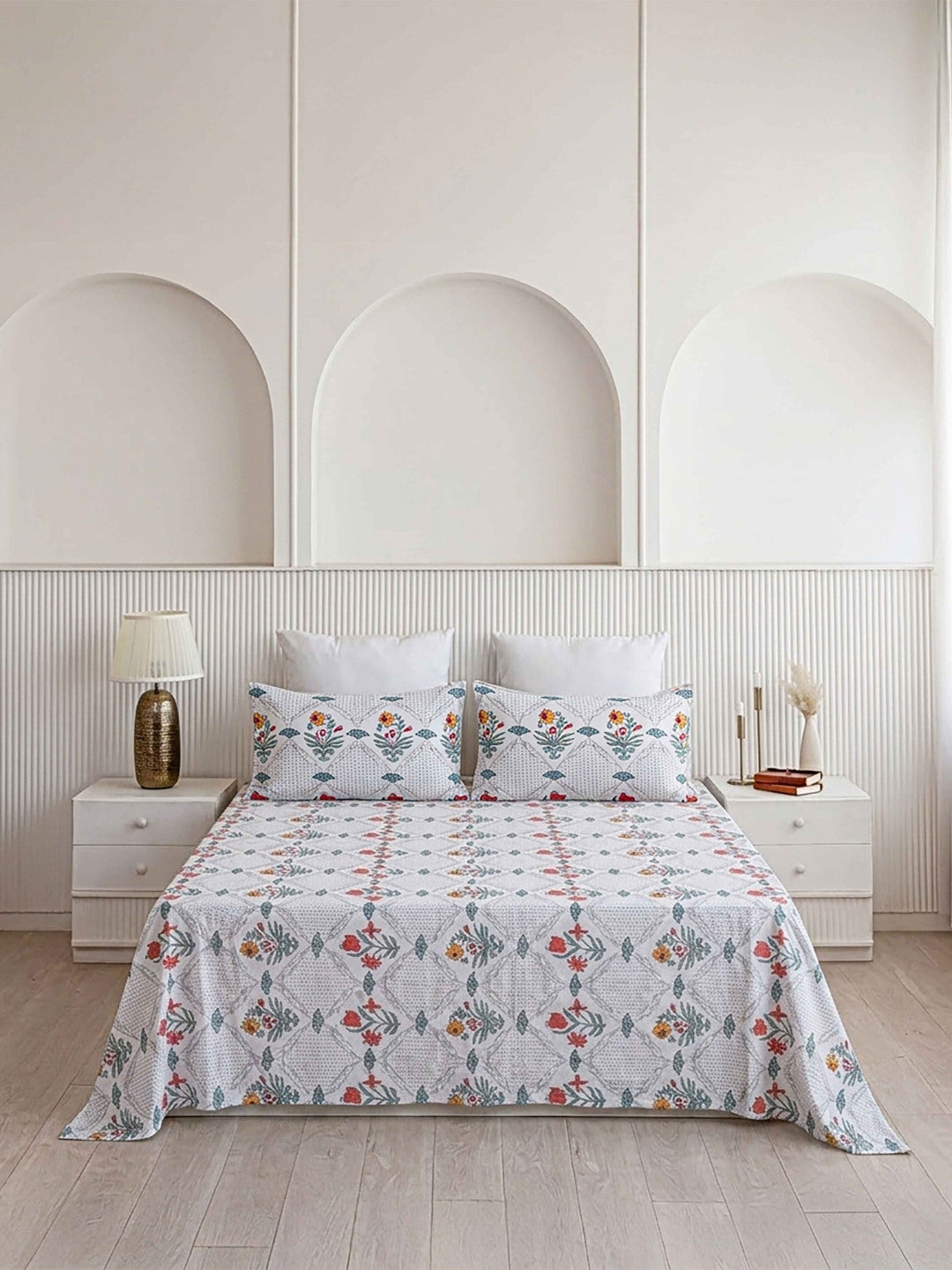 Gulabi Kyari Premium Quality 100% Pure Cotton King Size Bed Sheet