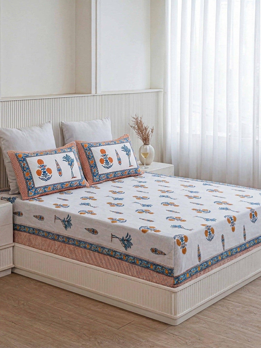 Marwar Bagicha Premium Quality 100% Pure Cotton King Size Bed Sheet