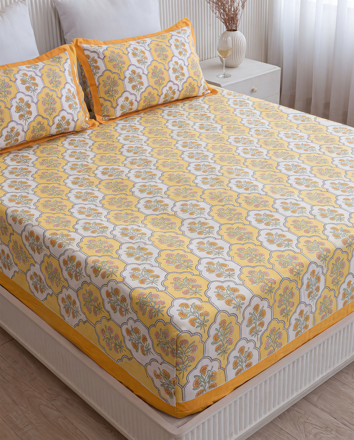 Marigold Bloom King Size Bedsheet