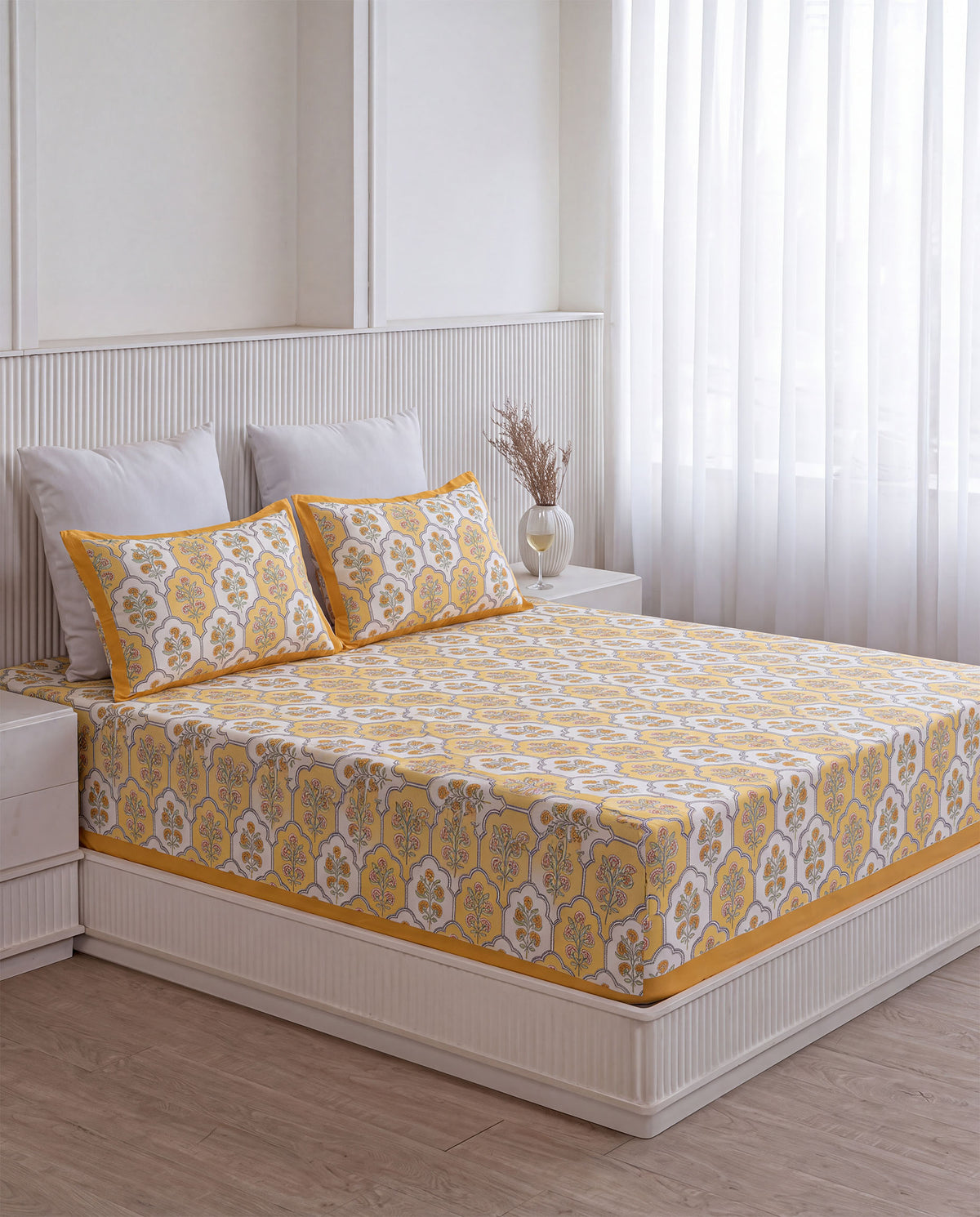 Marigold Bloom King Size Bedsheet