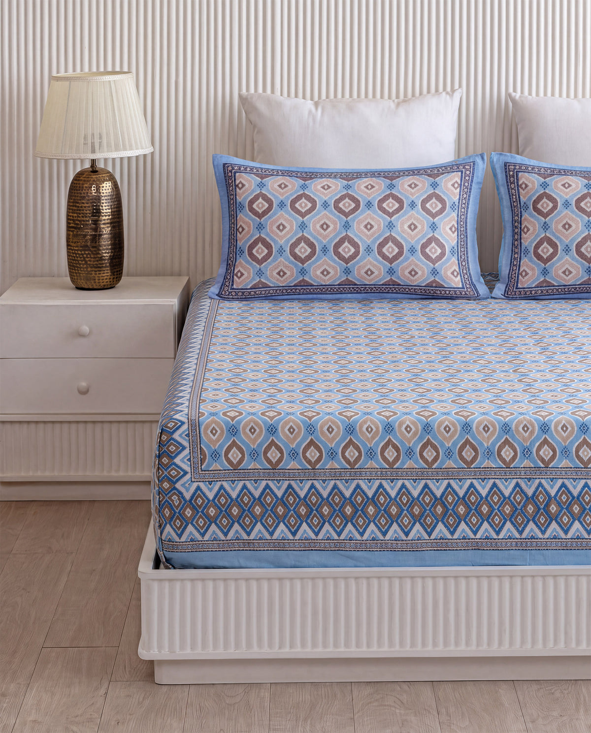 Azure Ikat King Size Bedsheet