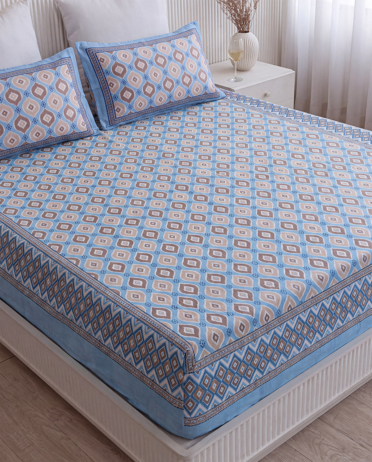 Azure Ikat King Size Bedsheet