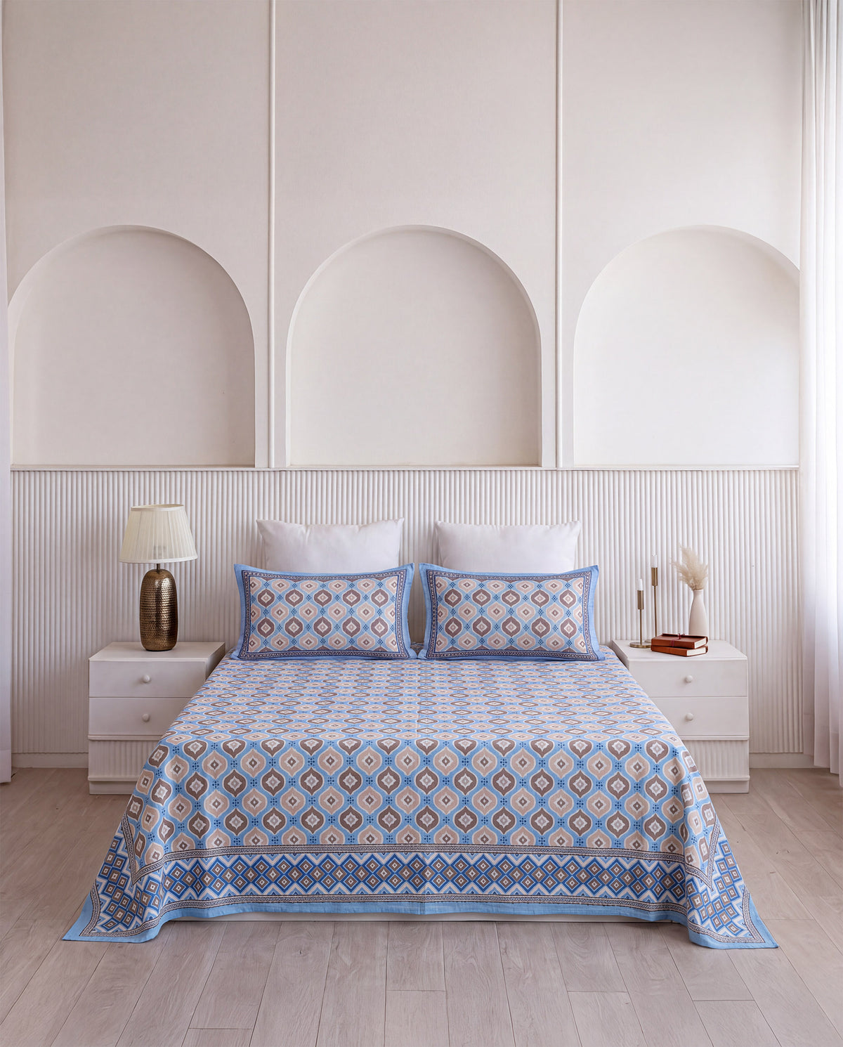Azure Ikat King Size Bedsheet