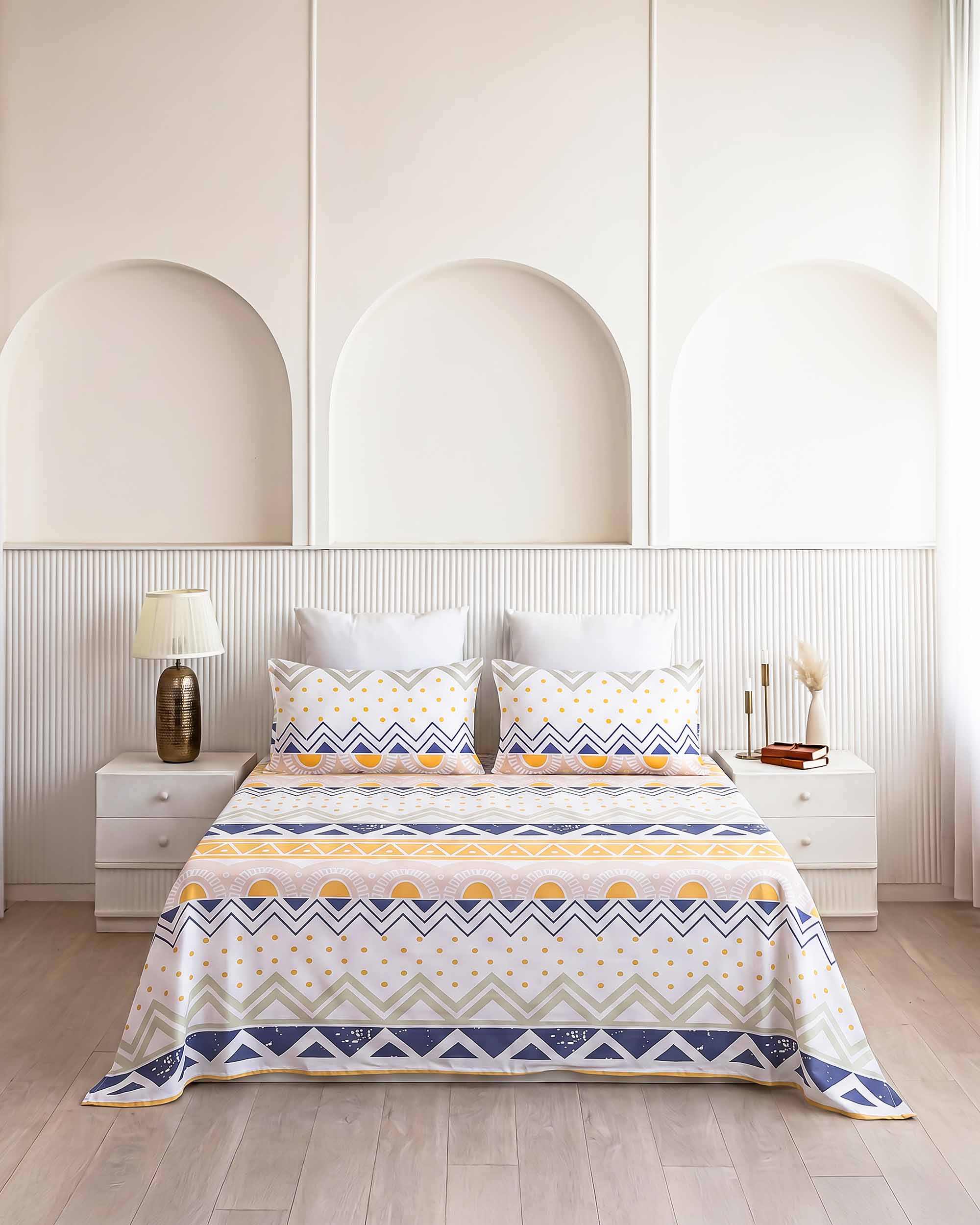 Utsav Rekha Geometric King Size Pure Cotton Bedsheet