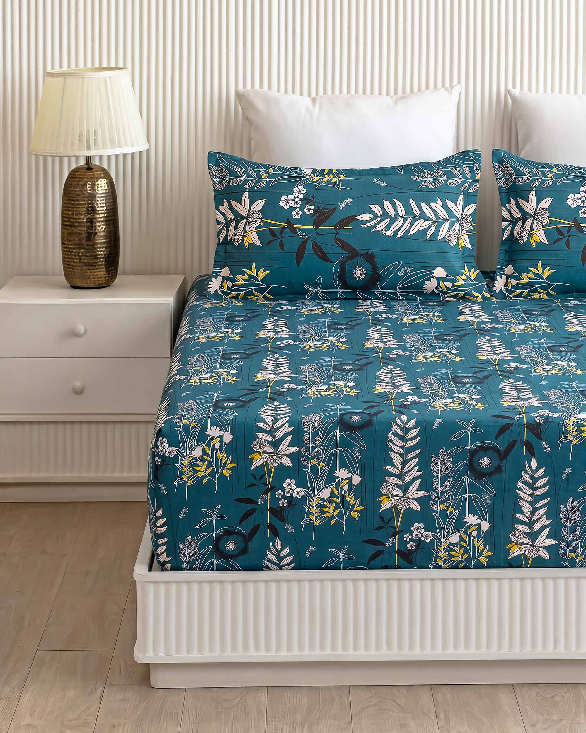 Nilgiri Forest Stalk King Size Pure Cotton Bedsheet