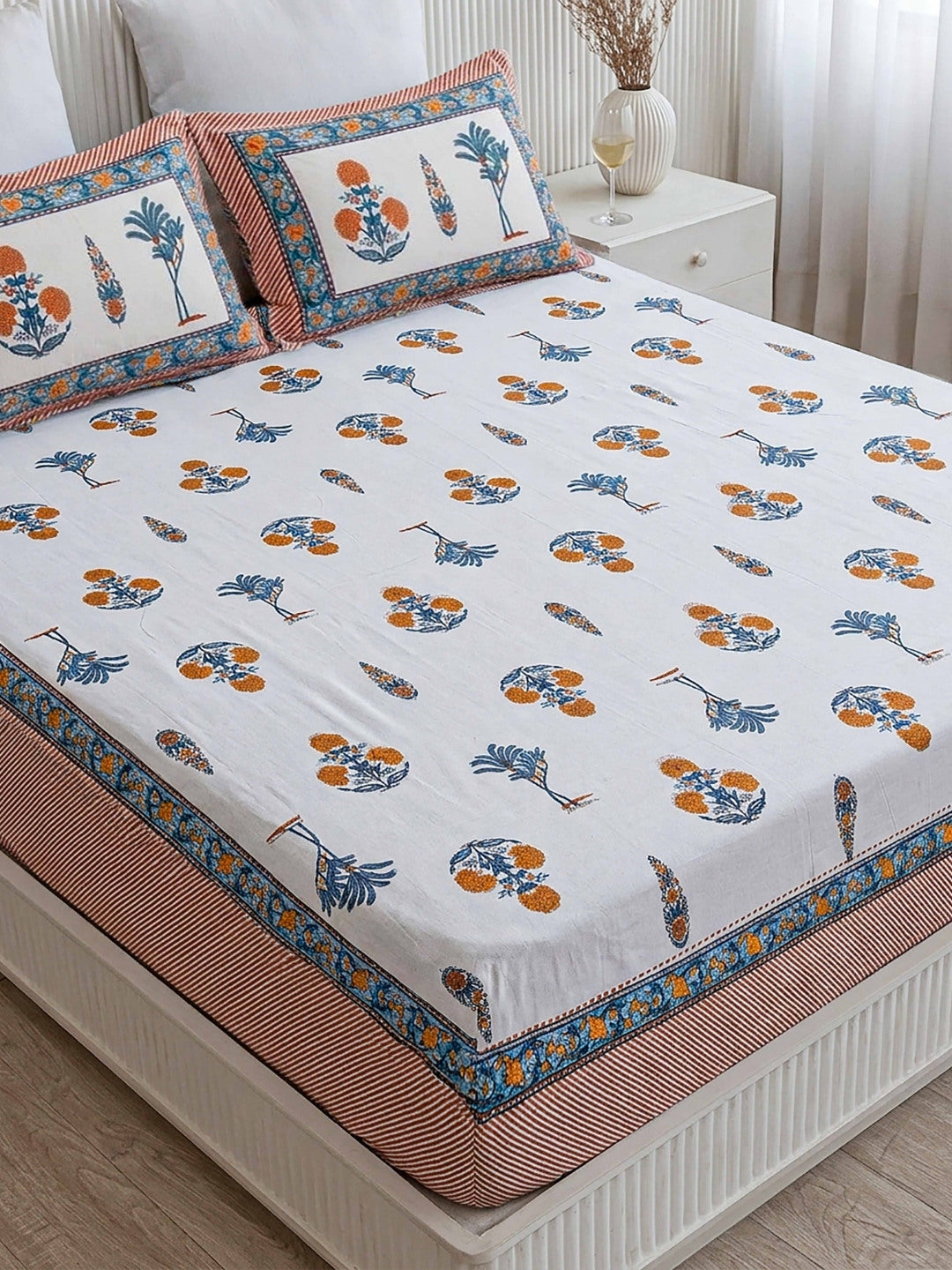 Marwar Bagicha Premium Quality 100% Pure Cotton King Size Bed Sheet