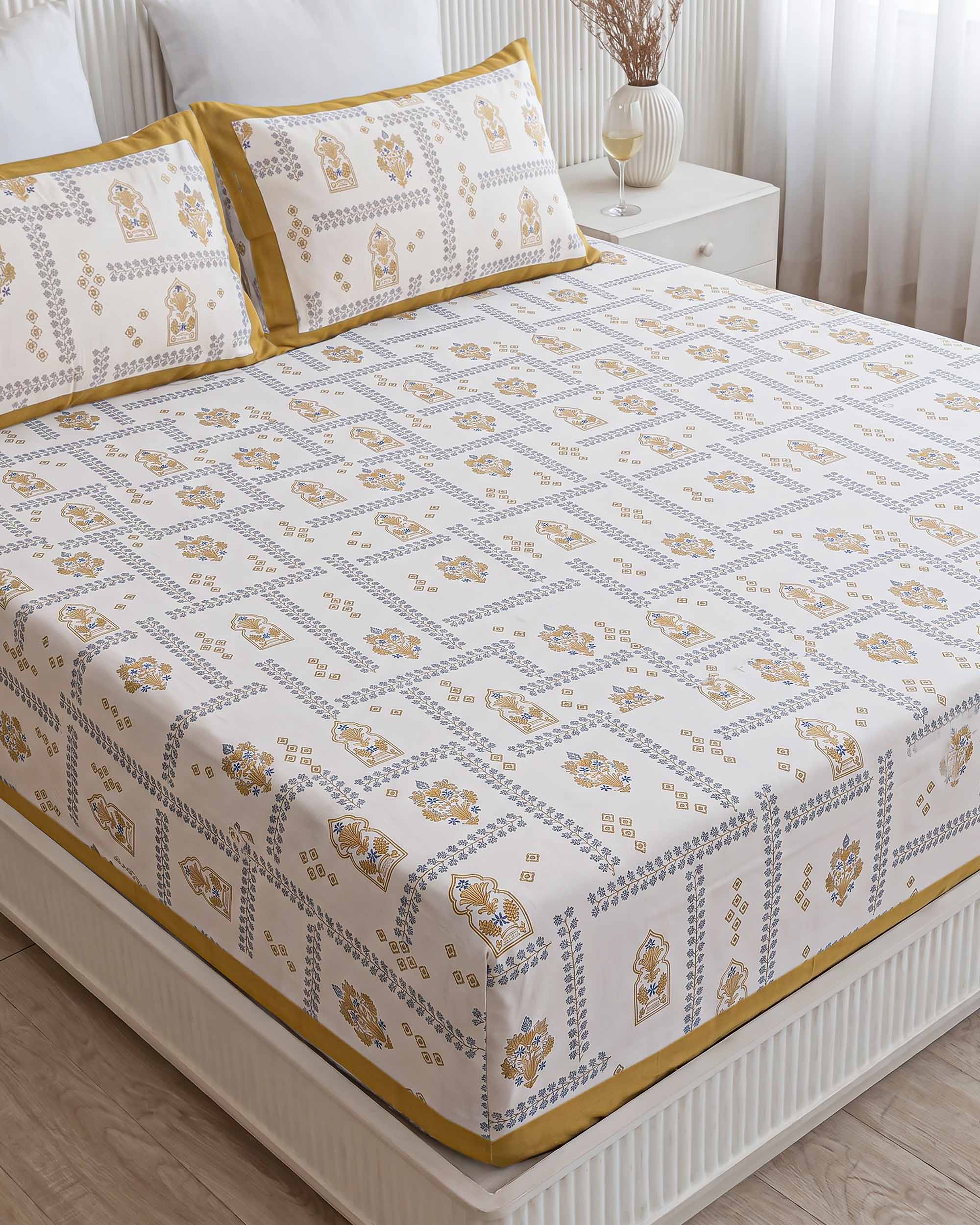 Divine Swarna Arch King Size Pure Cotton Bedsheet