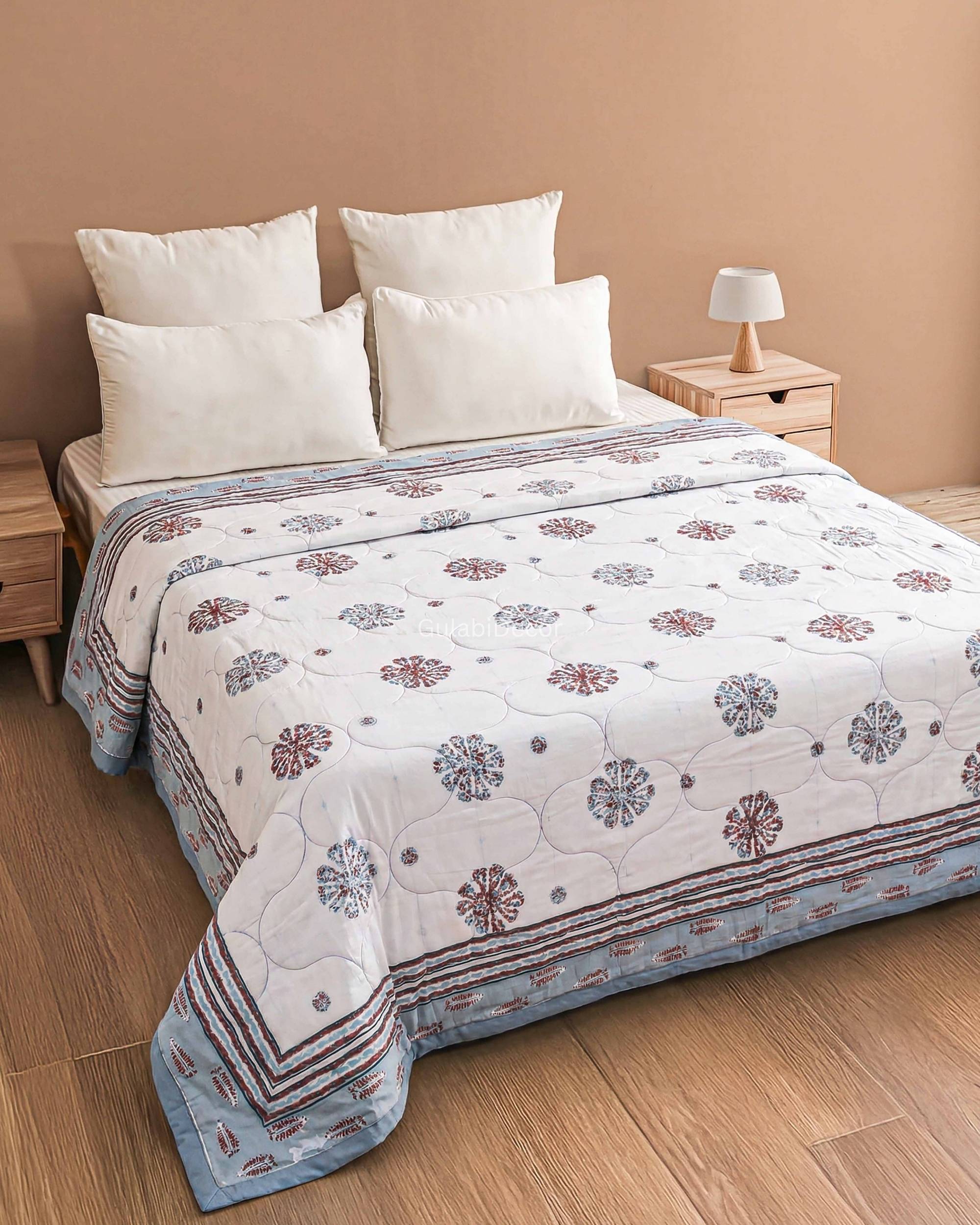 Golden Amber Hand-Block Quilt