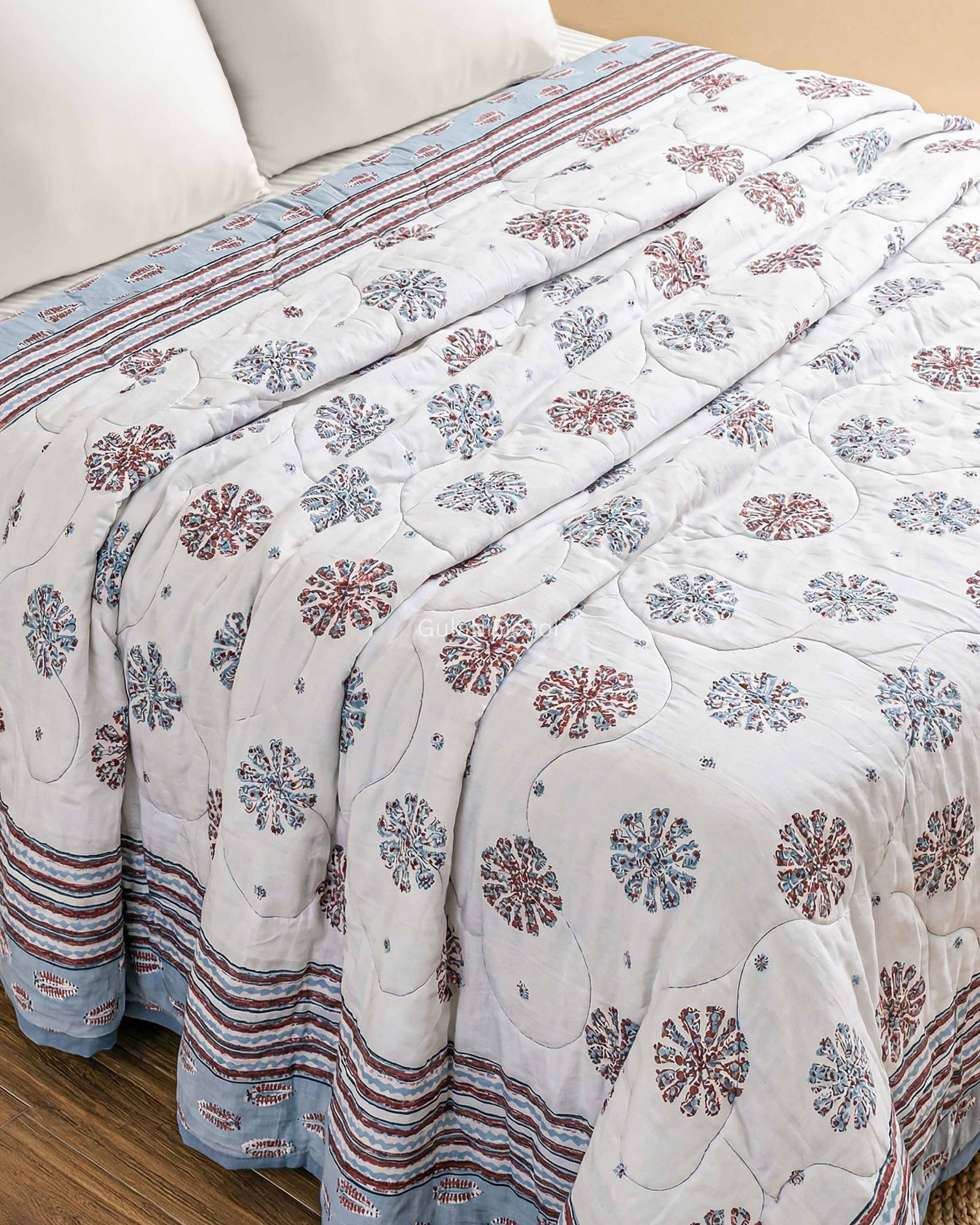 Golden Amber Hand-Block Quilt