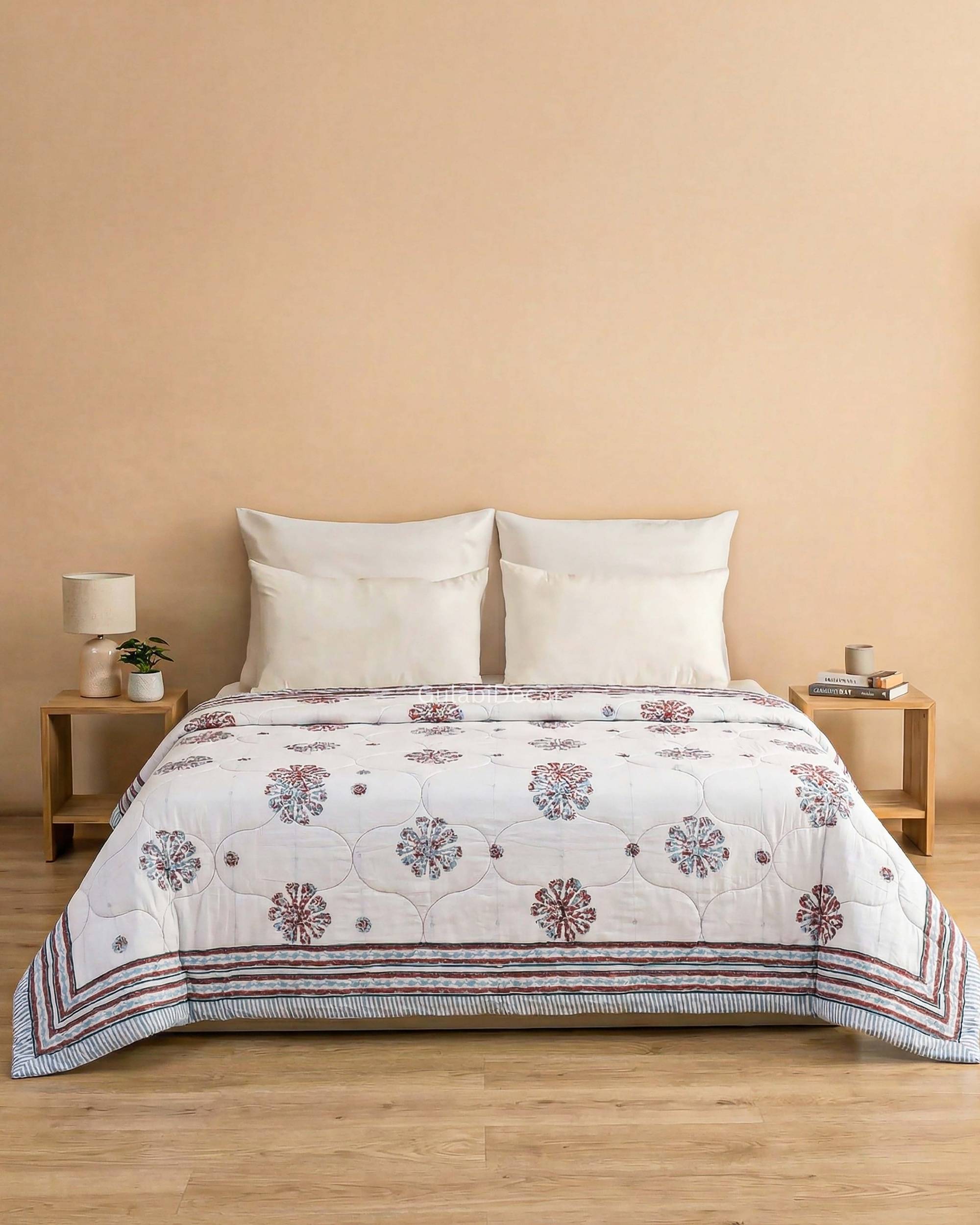 Golden Amber Hand-Block Quilt