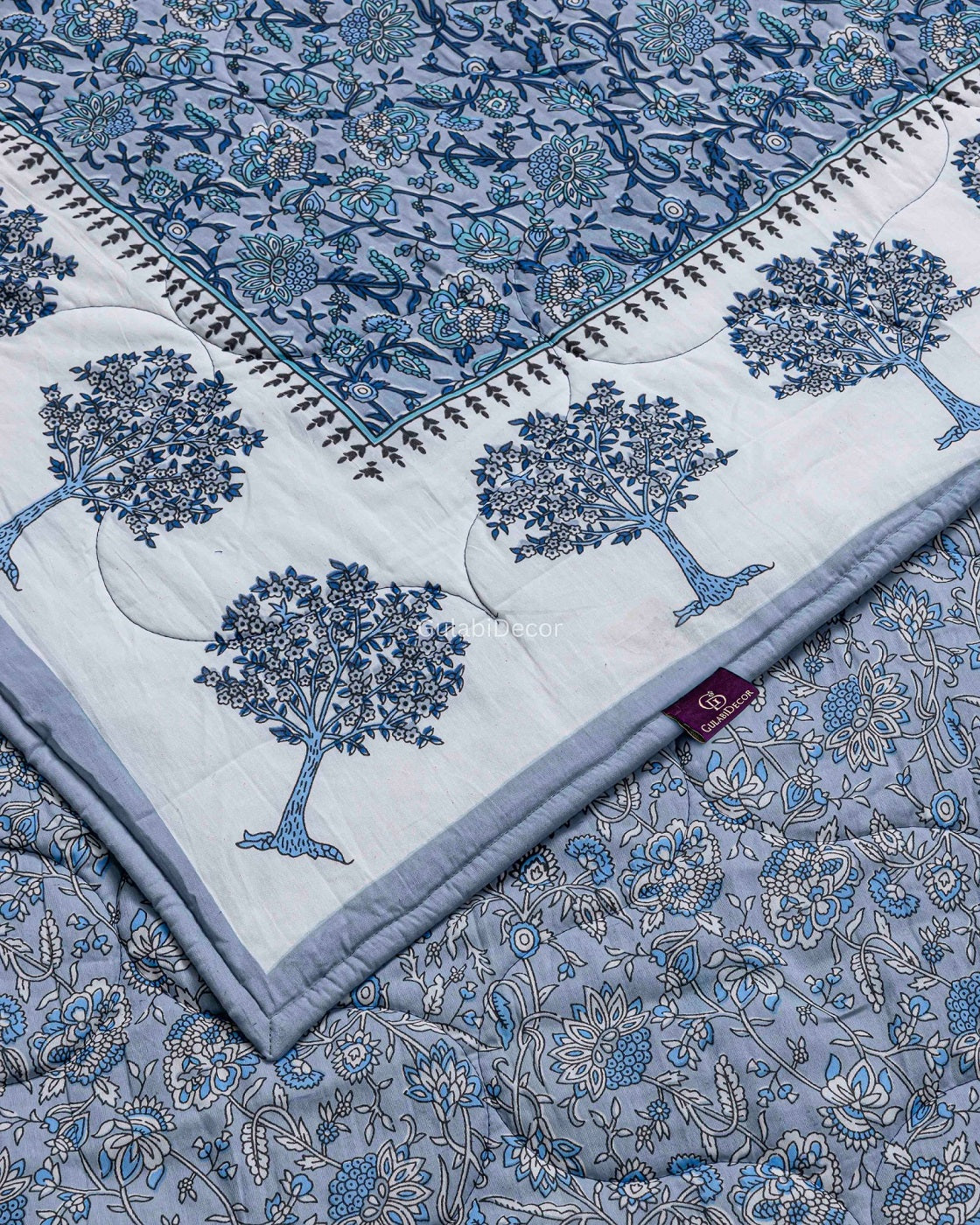 Midnight Garden & Tree of Life Reversible Cotton Quilt