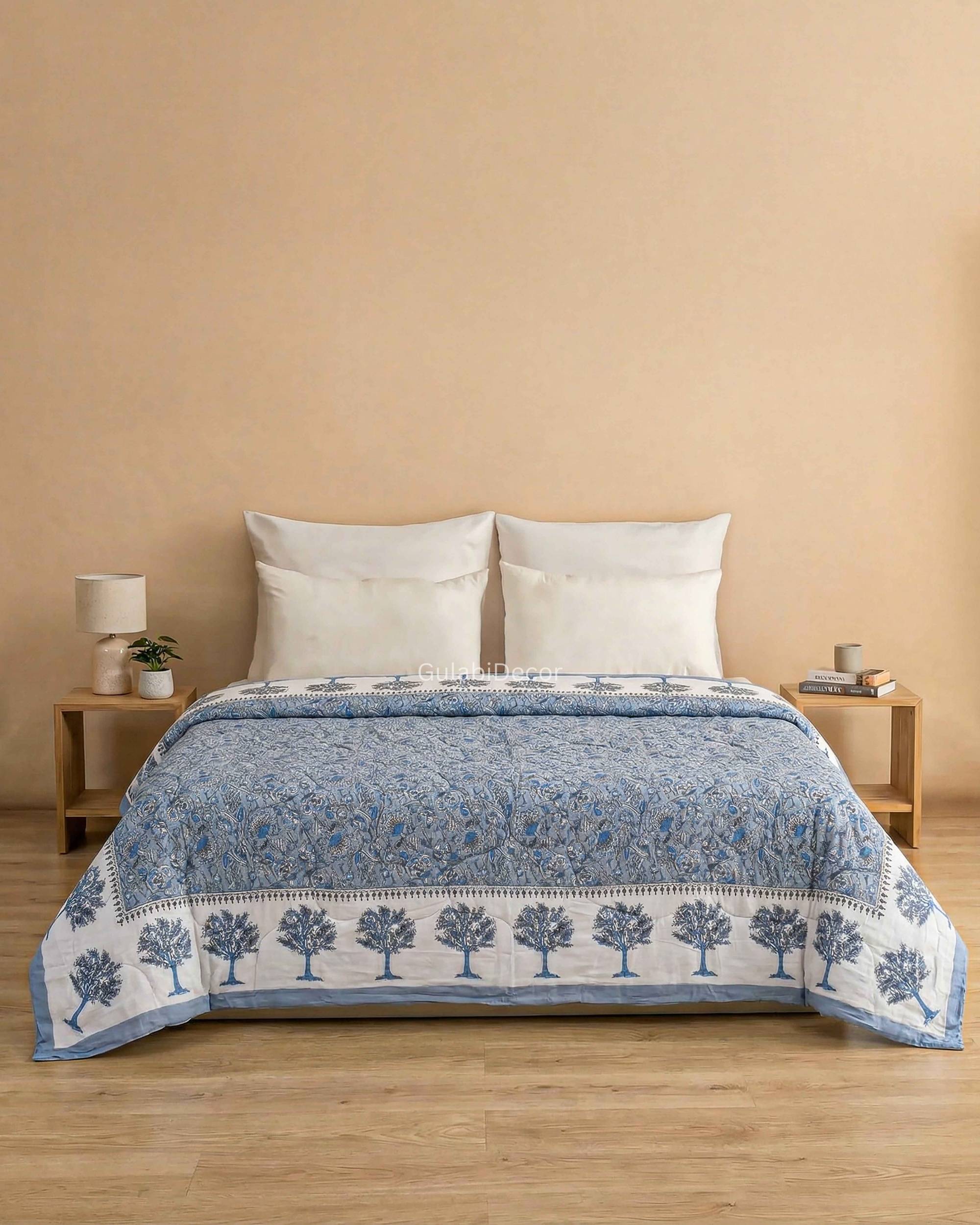 Midnight Garden & Tree of Life Reversible Cotton Quilt