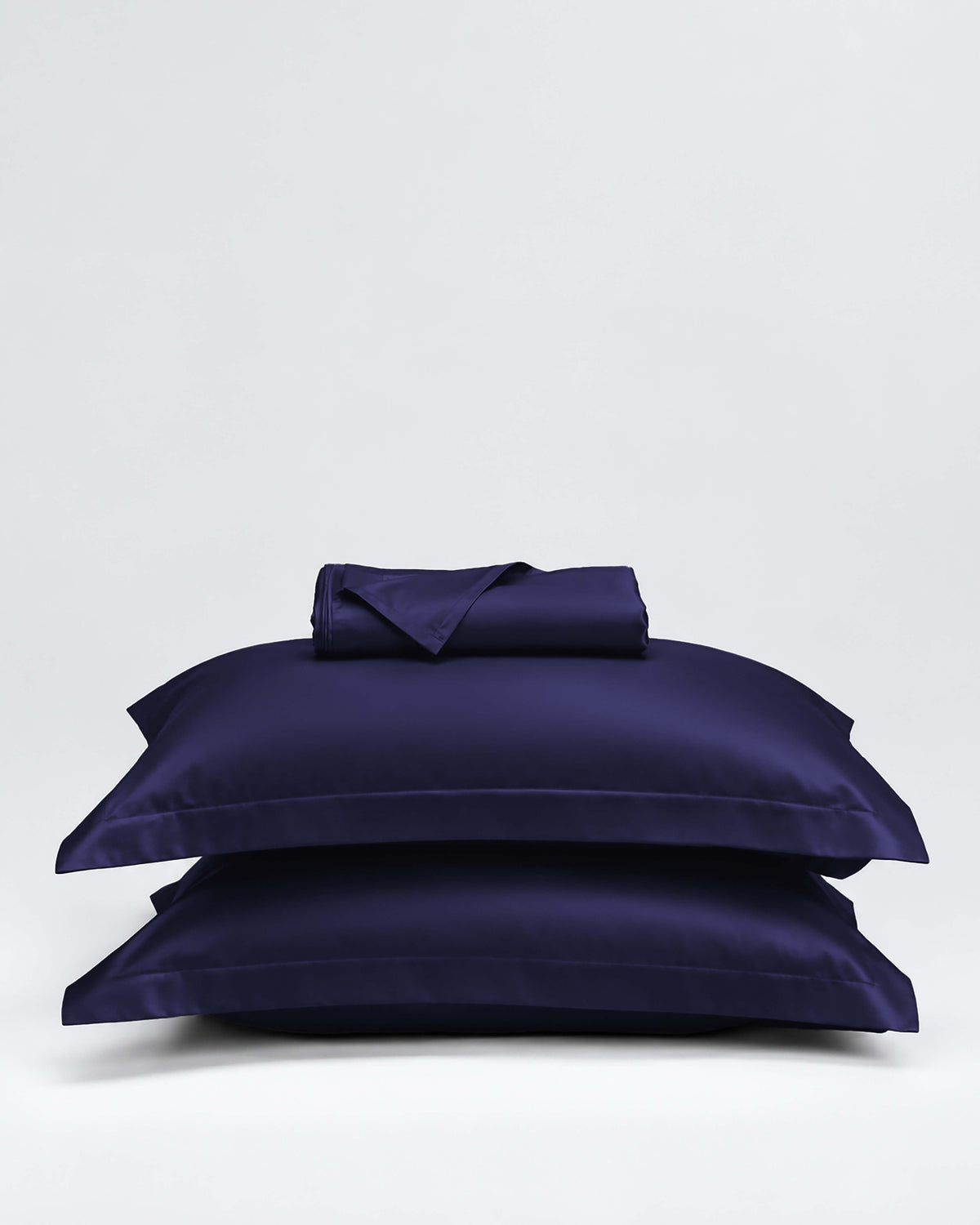 Sapphire Blue Satin Bedsheet & Navy Blue Satin Comforter Combo